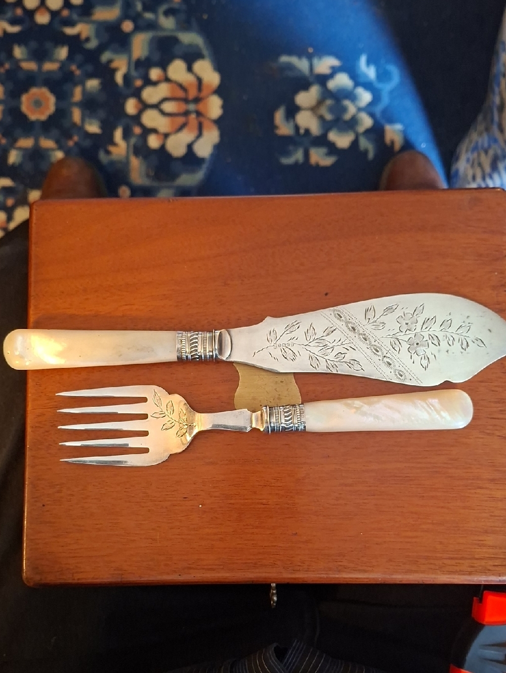 Henry Rogers Sons & Co. Mother Of Pearl Handled Fish Servers